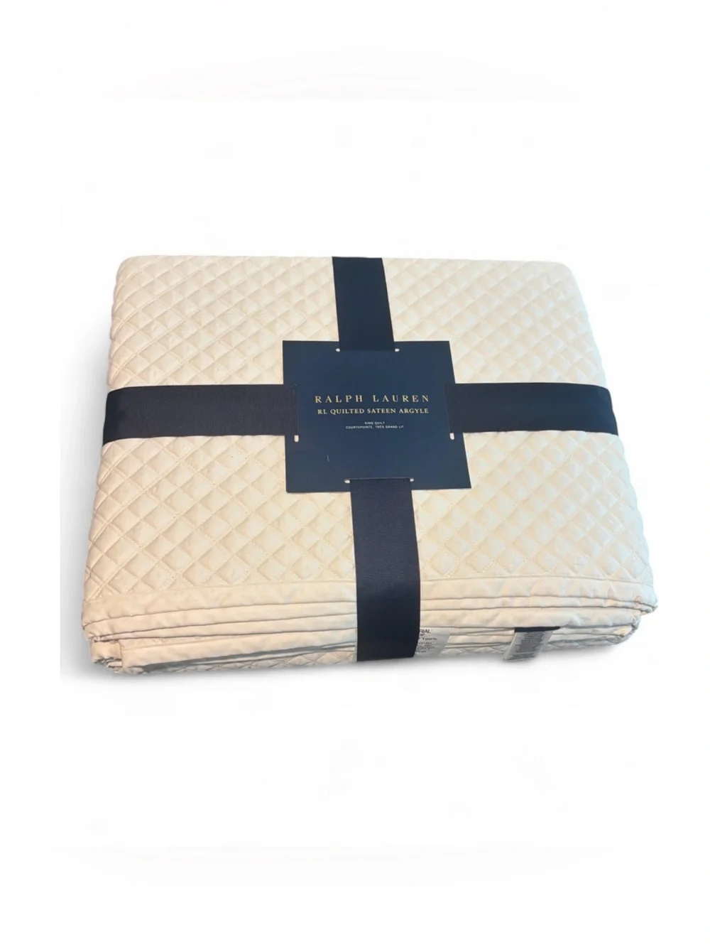 🌺Ralph Lauren King QUILT 100% Cotton Sateen Argyle throw blanket Retail $470 NWT